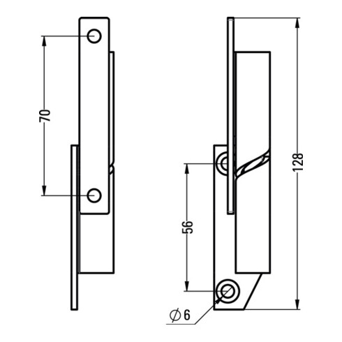 Trennwandscharnier 6030/31 VA 316L Rollenlänge 100mm DIN re.HERMETA
