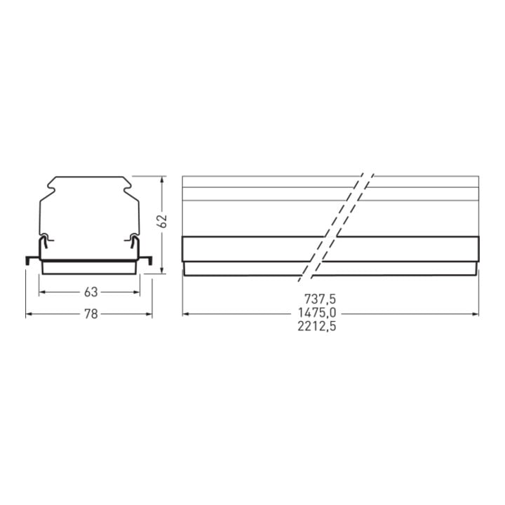 Trilux LED-Geräteträger 1474mm 4000K 7651 LW#9002017168