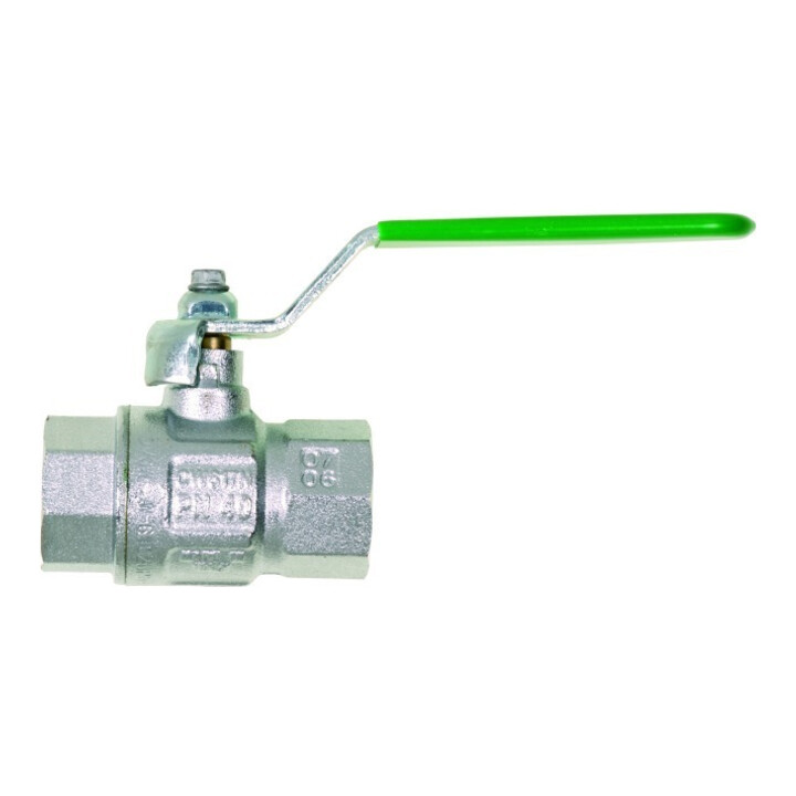 Trinkwasserkugelhahn DIN-DVGW, MS nickelé, levier, FI/FI, G 1/2", PN50