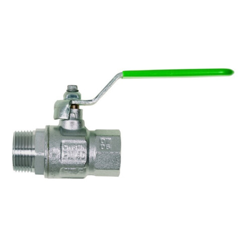 Trinkwasserkugelhahn DIN-DVGW, MS vernickelt, Hebelgriff, IG/AG, G 3/4", PN40,