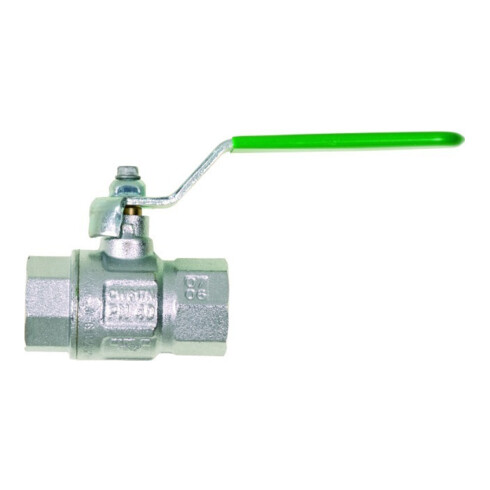 Trinkwasserkugelhahn DIN-DVGW, MS vernickelt, Hebelgriff, IG/IG, G 1/2", PN50,
