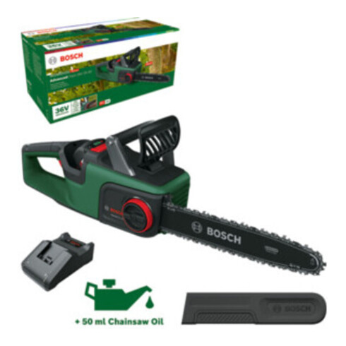 Tronçonneuse à chaîne sans fil AdvancedChain 36V-35-40 Bosch, 1x batterie 36V 2.0Ah, chargeur AL 36V-20