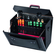 Trousse à outils l.460xP.190xH.340mm 33l en cuir bovin noir CP-7 renforc. alu PA