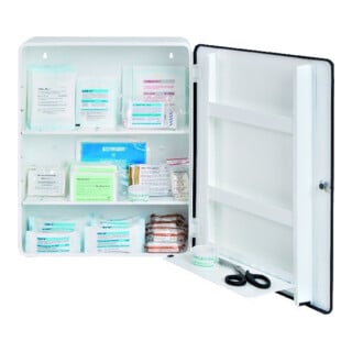 Trousse de premiers secours Madrid, remplissage standard DIN 13169, blanc