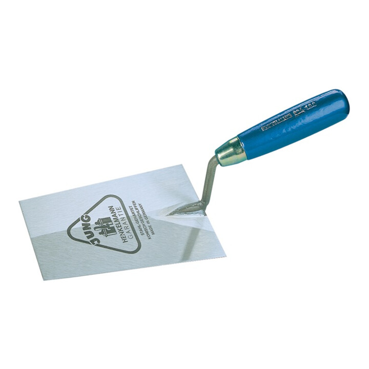 Truelle de maçon L. 160 mm l. 115 mm avec manche en frêne, col droit acier HENKE