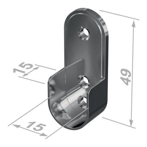 Tube d'armoire palier 11127 Zinc pressiong.verchr.verchr.Wandmont.35x20mm