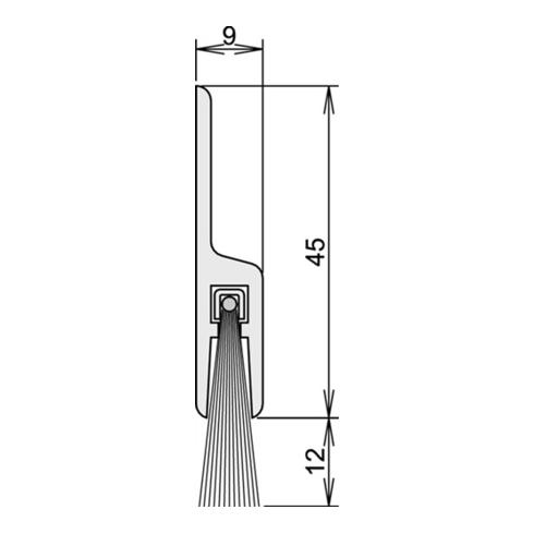Türdichtung Glasdicht SK Nr.4-158-012 Länge 1083mm Besatzhöhe 12mm