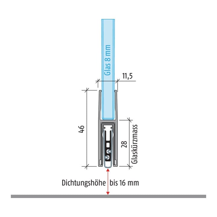 Türdichtung KG-F8 schmal 1-s.L.959mm Alu.silberf.GLT PLANET