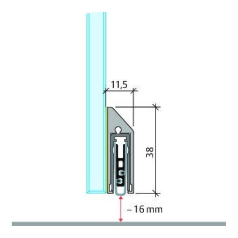 Türdichtung KG-SM-Set schmal 1-s.L.834mm Alu.silberf.GLT PLANET