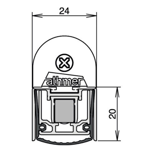 Türdichtung Stadi L-24/20 WS eins.L.750mm B.24mm Alu.alu blk univ.ATHMER