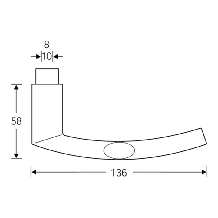 Türdrückerlochteil 10 1107 Alu.0105 8mm DIN L/R FSB