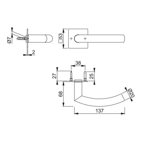 Türdrückerpaar Tro.E1430Z/848N VA F69 m.Drückerrosetten VK 8mm HOPPE