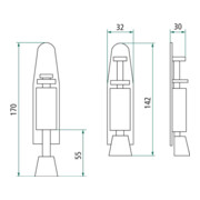 Türfeststeller 0035.4440 VA ma Hubh.28mm Türmontage INTERSTEEL-4