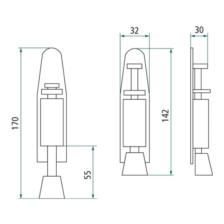 Türfeststeller 0035.4440 VA ma Hubh.28mm Türmontage INTERSTEEL