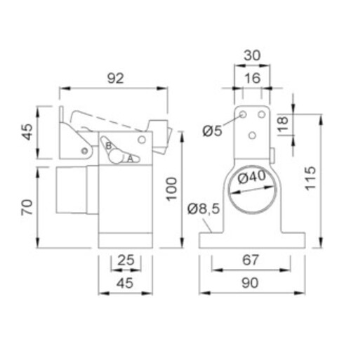 Türfeststeller 1010.02 Alu.silberf.lack.Bodenmontage KWS