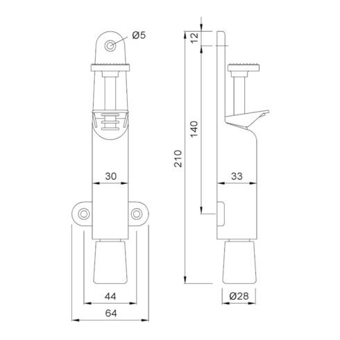 Türfeststeller 102602 STA silberf.lack.Hubh.30mm Türmontage KWS