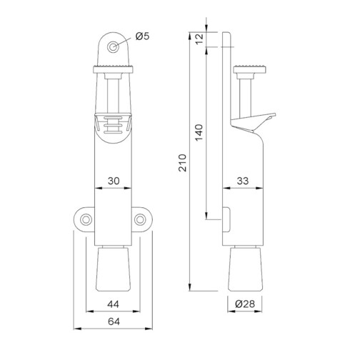 Türfeststeller 102802 STA silberf.lack.Hubh.50mm Türmontage KWS