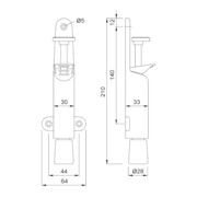 Türfeststeller 102802 STA silberf.lack.Hubh.50mm Türmontage KWS-4