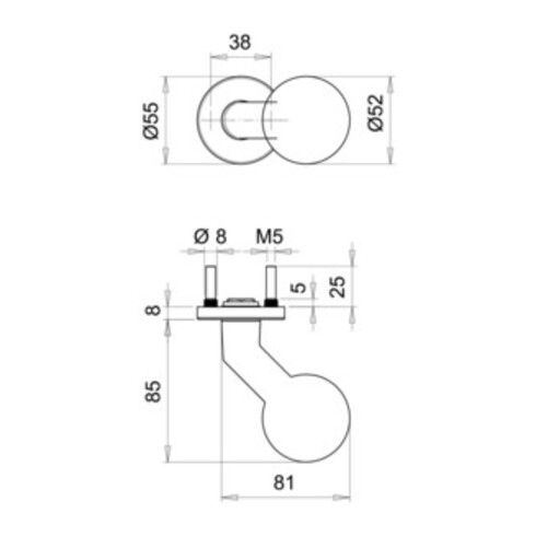 Türknopf K4/052/02 VA F00 gekröpfter Kugelk.EDI