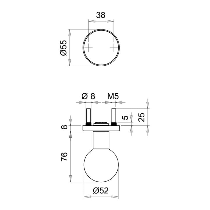 Türknopf K5/052/01 VA F00 Kugelknopf EDI