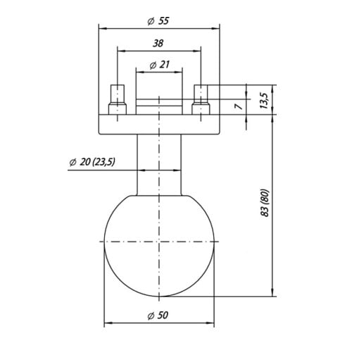 Türknopf OGRO 3548/6500 AL Alu.F1 ger.OGRO