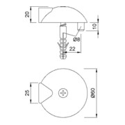 Türpuffer 2003.82 D.60mm H.20mm VA ma Dübelmontage KWS-4