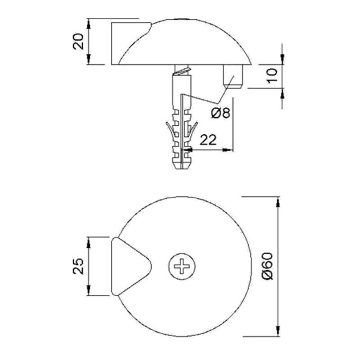 Türpuffer 2003.82 D.60mm H.20mm VA ma Dübelmontage KWS