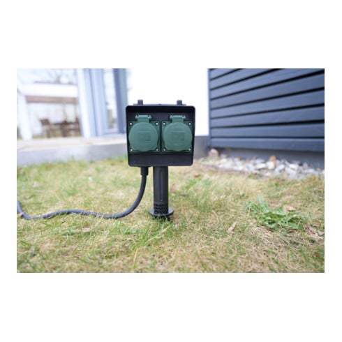 Tuinstekkerdoos met aardingspen IP44 2-voudig 1,4 m H07RN-F 3G1,5