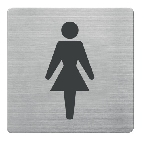 Tür-/Infoschild l.90xH90 mm fenêtre WC femmes dos en acier inoxydable brossé
