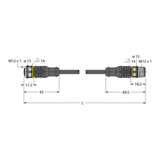 turck Câble actionneur et capteur PUR RKC4.4T1RSC4.4T/TXL noir 1 m