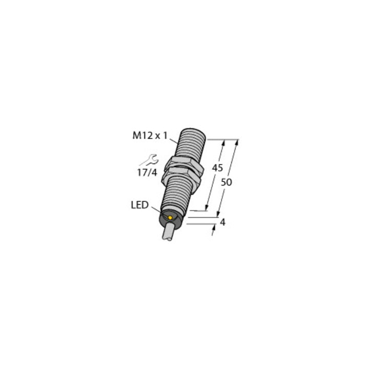 Turck Sensor,ind.,M12x1, m.Kabel DC,pnp,no,sn=2mm,b Bi 2-M12-AP6X