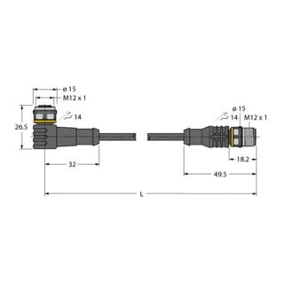 turck Verbindungsleitung PUR WKC4.4T-P 0,6m schwarz IP67/IP69K