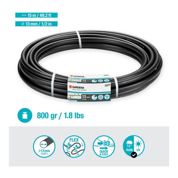Tuyau de pose 13 mm (1/2"), rouleau de 15 m GARDENA Système Micro-Drip