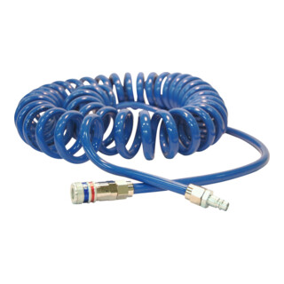 Tuyau spiralé en PU CEJN 1/4 pouce avec raccord de sécurité en acier eSafe⌀ 8x12 mm, longueur de tuyau utile : 6 m