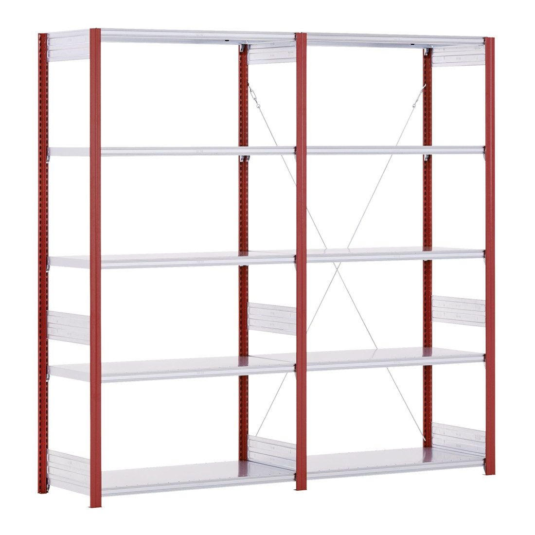 Type d'étagère Bito : Base EL 40mm set de sol / 100kg 1999x 996x524 5FB RAL3000