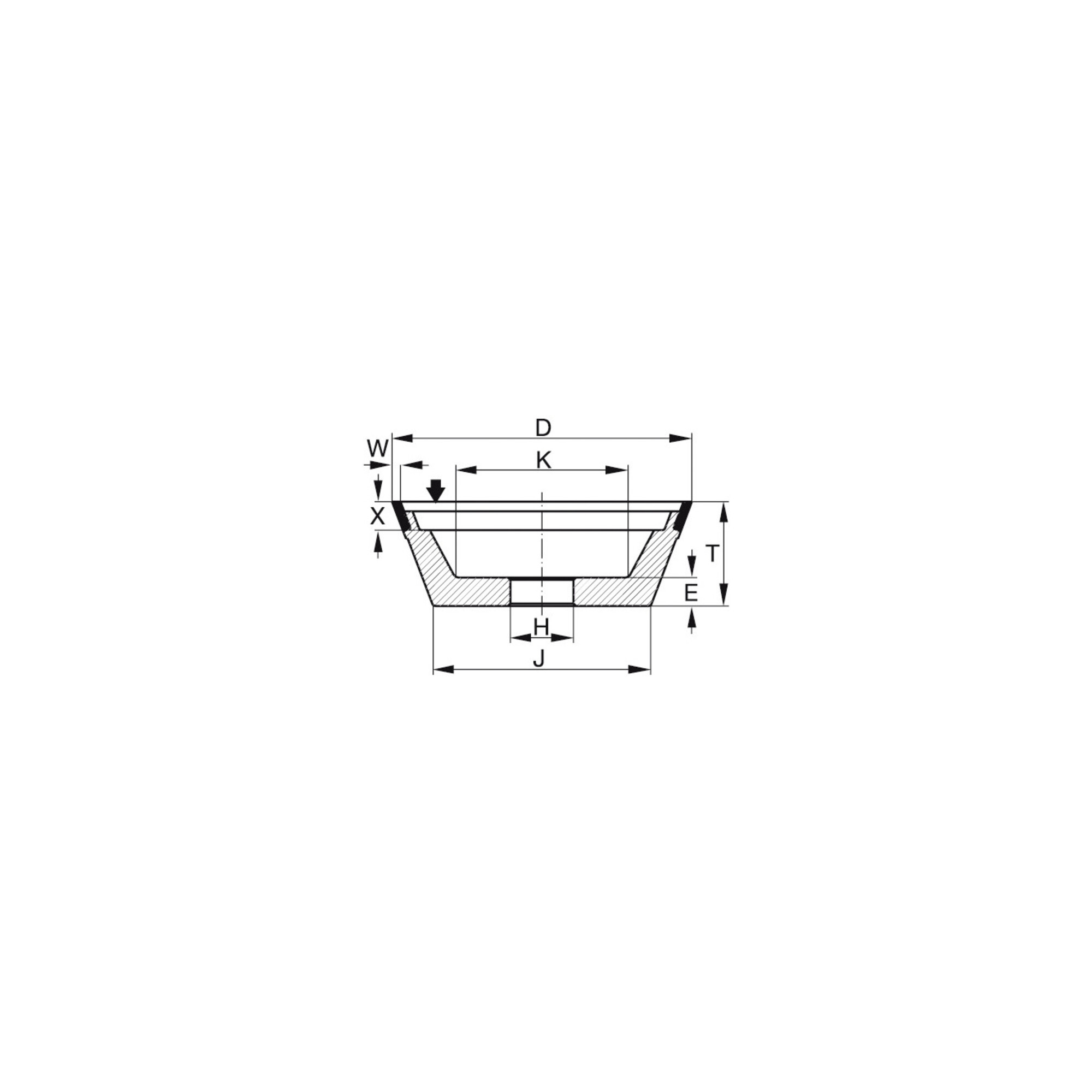 TYROLIT Diamant-Topf-Schleifscheibe DxTxH (mm), 100x35x20, Typ: D181