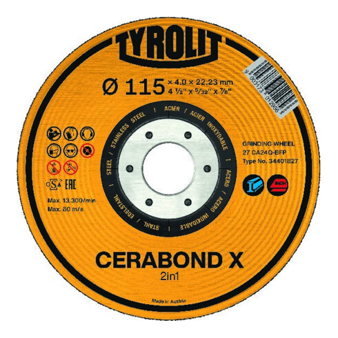 TYROLIT Disque à ébavurer CERABOND X 230x7mm CA24Q-BFK