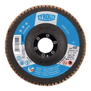 TYROLIT Disque à lamelles (spécial inox), plateau en fibre de verre plat, Grain : 40