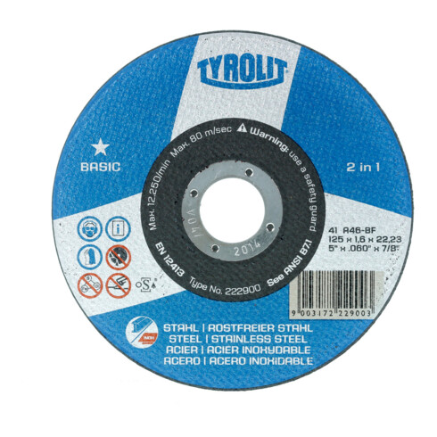 TYROLIT Disque de tronçonnage Basic* 2 en 1, ⌀ disque : 125 mm