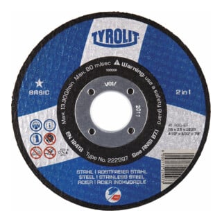 TYROLIT Disque de tronçonnage Basic* 2 en 1, ⌀ disque : 230 mm