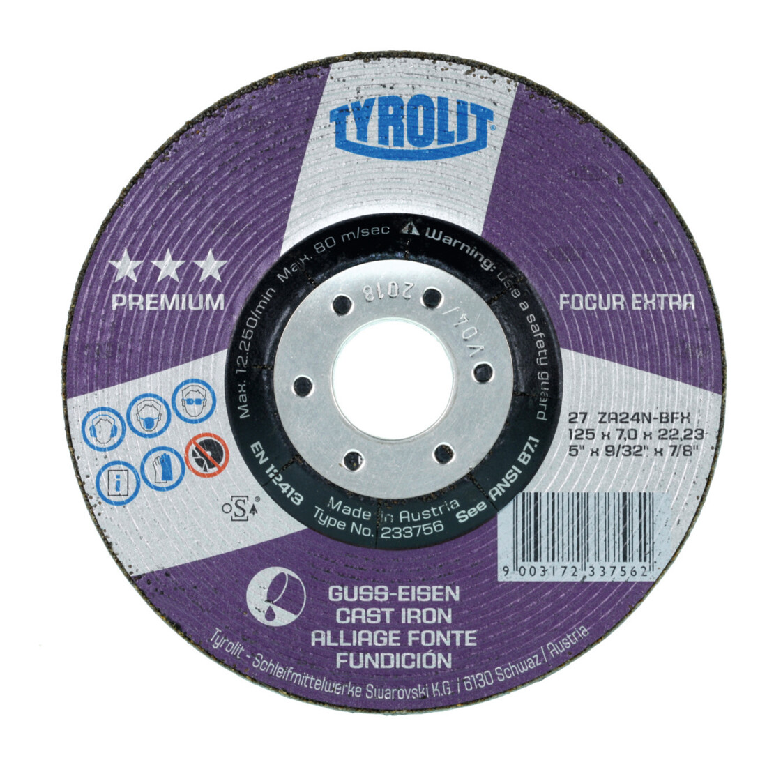 TYROLIT Disque d'ébarbage PREMIUM*** Focur, ⌀ disque x largeur de disque : 125 x 7 mm
