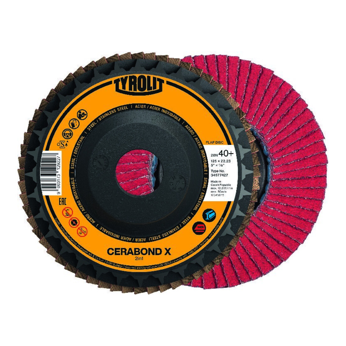 TYROLIT Fächerschleifscheibe CERABOND X 125mm CA-40 gew.