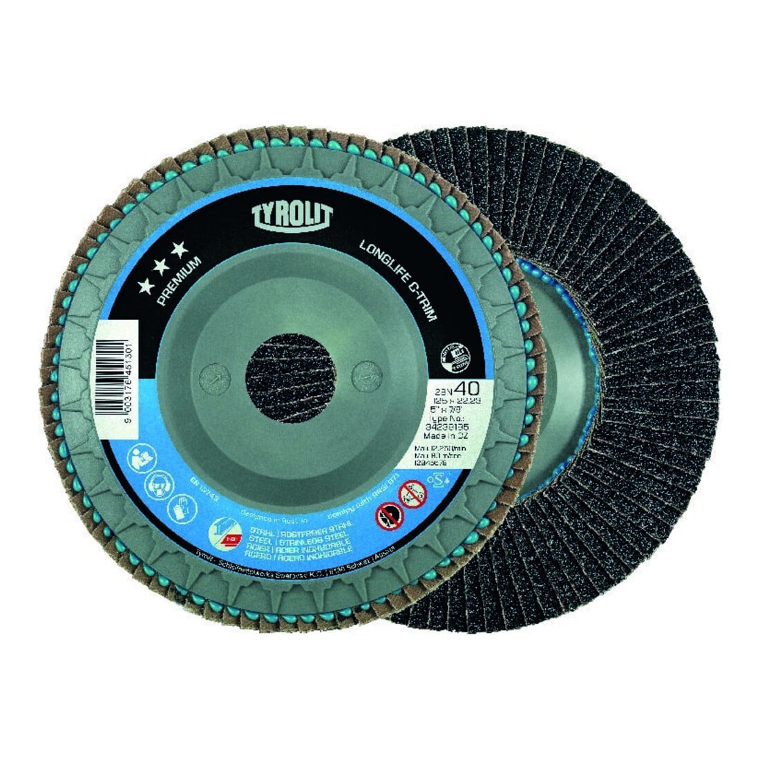 TYROLIT Fächerschleifscheibe LONGLIFE C-TRIM 125mm ZA-40 gew.