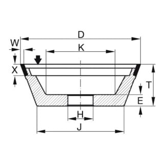 TYROLIT Meule boisseau diamant D x T x H (mm), 100 x 35 x 20, Type : D64, 597520 D64