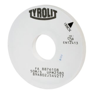 TYROLIT Meule de précision pour rectification cylindrique e x térieure D x T x H (mm), 500 x 60 x 203,2, Type : A80, 594565 A80