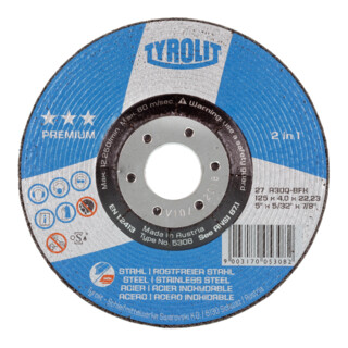 TYROLIT Schruppschleifscheibe PREMIUM*** "2 in 1", Scheiben-ØxScheibenbreite: 125X4 mm