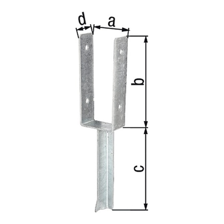 U-Pfostenträger ETA-10/0210 91x200x200x50mm TZN m.Betonanker a.T-Eisen GAH