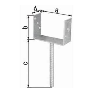 U-Pfostenträger mit Betonanker aus Riffelstahl ETA-10/0210 101x100x200x60mm TZN