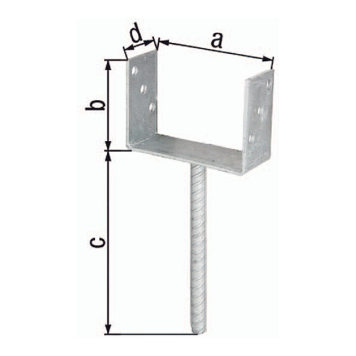U-Pfostenträger mit Betonanker aus Riffelstahl ETA-10/0210 81x100x200x60mm TZN