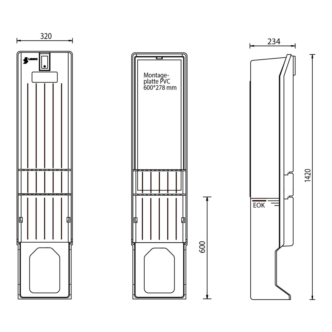 uesa Colonne de distribution 820x320x234mm A010-M-1420